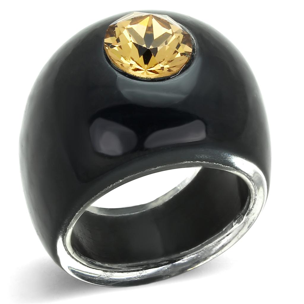 JCE115 Resin Ring with Top Grade Crystal  in Light Smoked