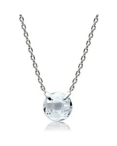 JCE074 Rhodium Brass Necklace with AAA Grade CZ  in Clear
