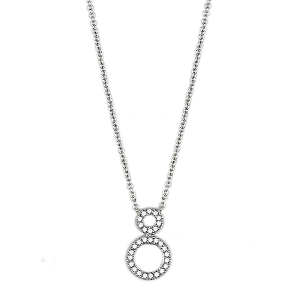 JCE421 Rhodium Brass Necklace with AAA Grade CZ  in Clear