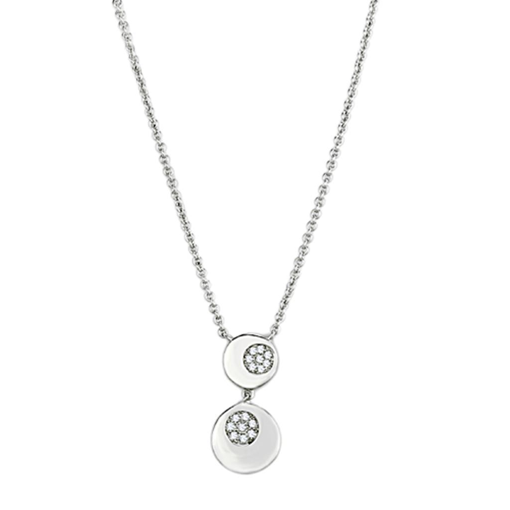JCE435 Rhodium Brass Necklace with AAA Grade CZ  in Clear