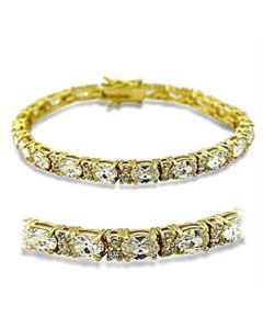 JCE5502 Gold Brass Bracelet with AAA Grade CZ  in Clear