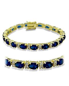 JCE5504 Gold Brass Bracelet with Synthetic Spinel in Sapphire
