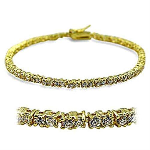 JCE5802 Gold Brass Bracelet with AAA Grade CZ  in Clear