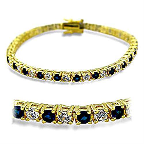 JCE5903 Gold Brass Bracelet with Synthetic Spinel in Sapphire