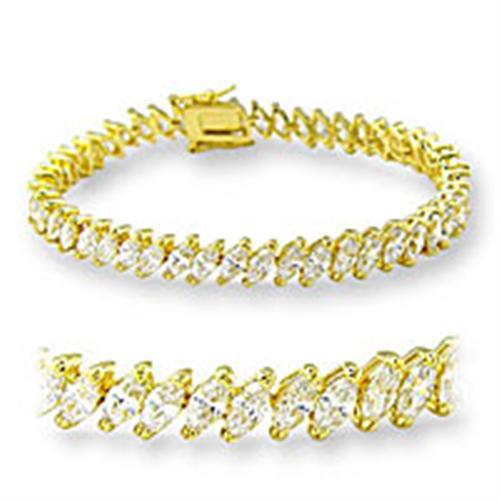 JCE105 Gold Brass Bracelet with AAA Grade CZ  in Clear