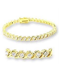 JCE204 Gold Brass Bracelet with AAA Grade CZ  in Clear