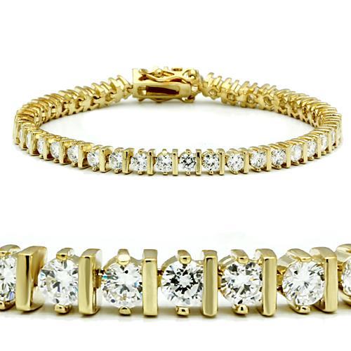 JCE205 Gold Brass Bracelet with AAA Grade CZ  in Clear