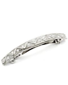 JCE1425 Rhodium White Metal Tiaras & Hair Clip with Top Grade Crystal  in Clear