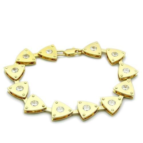 JCE2004 Matte Gold & Gold Brass Bracelet with AAA Grade CZ  in Clear