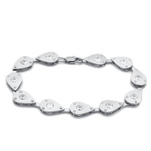 JCE2014 Matte Rhodium & Rhodium Brass Bracelet with AAA Grade CZ  in Clear