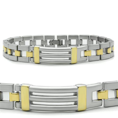 JCE2030 Matte Rhodium & Gold White Metal Bracelet with No Stone