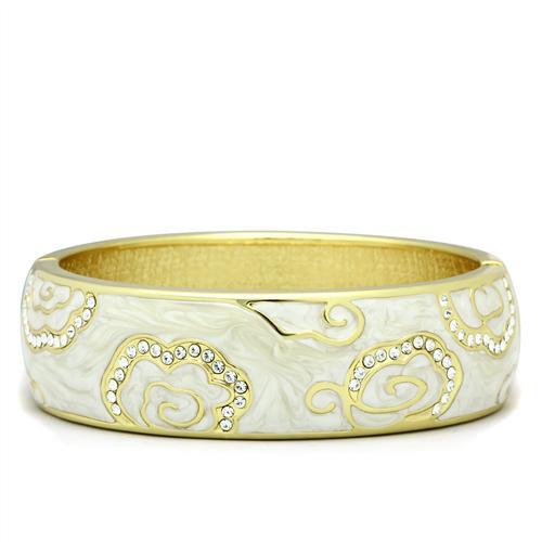 JCE2131 Flash Gold White Metal Bangle with Top Grade Crystal  in Clear