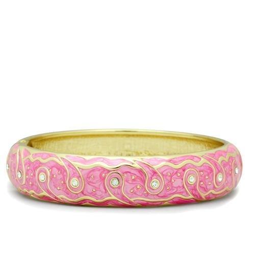 JCE2136 Flash Gold White Metal Bangle with Top Grade Crystal  in Clear