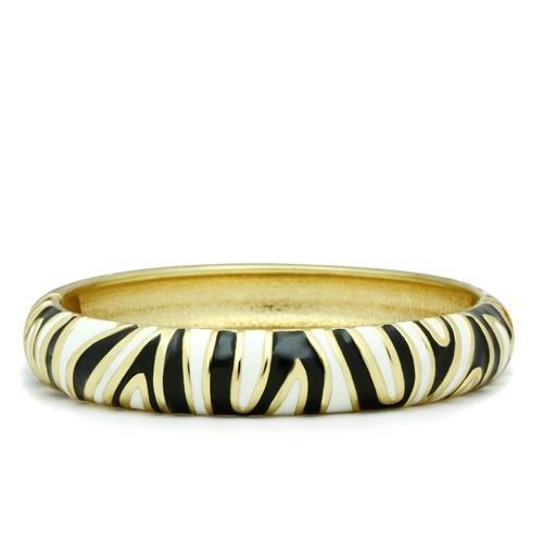 JCE2152 Flash Gold White Metal Bangle with Epoxy  in No Stone