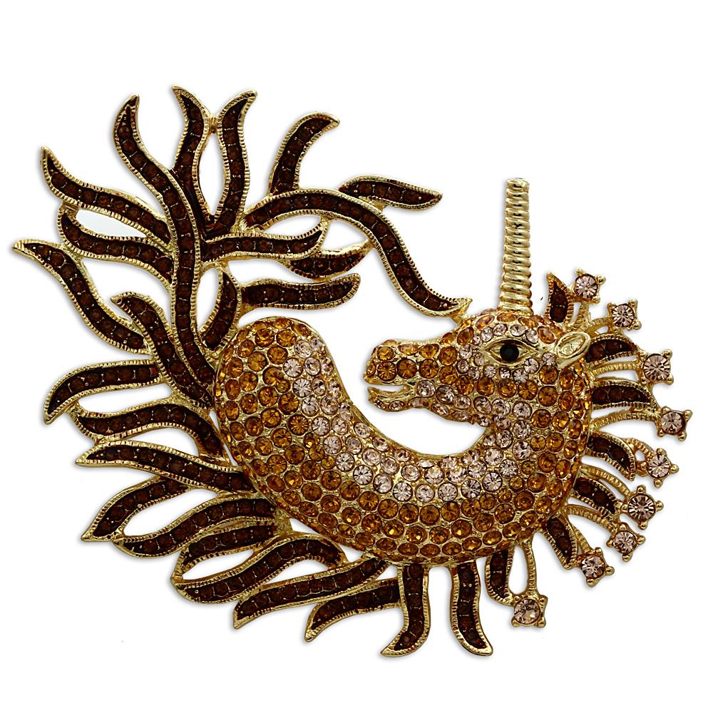 JCE2405 Gold White Metal Brooches with Top Grade Crystal  in Multi Color