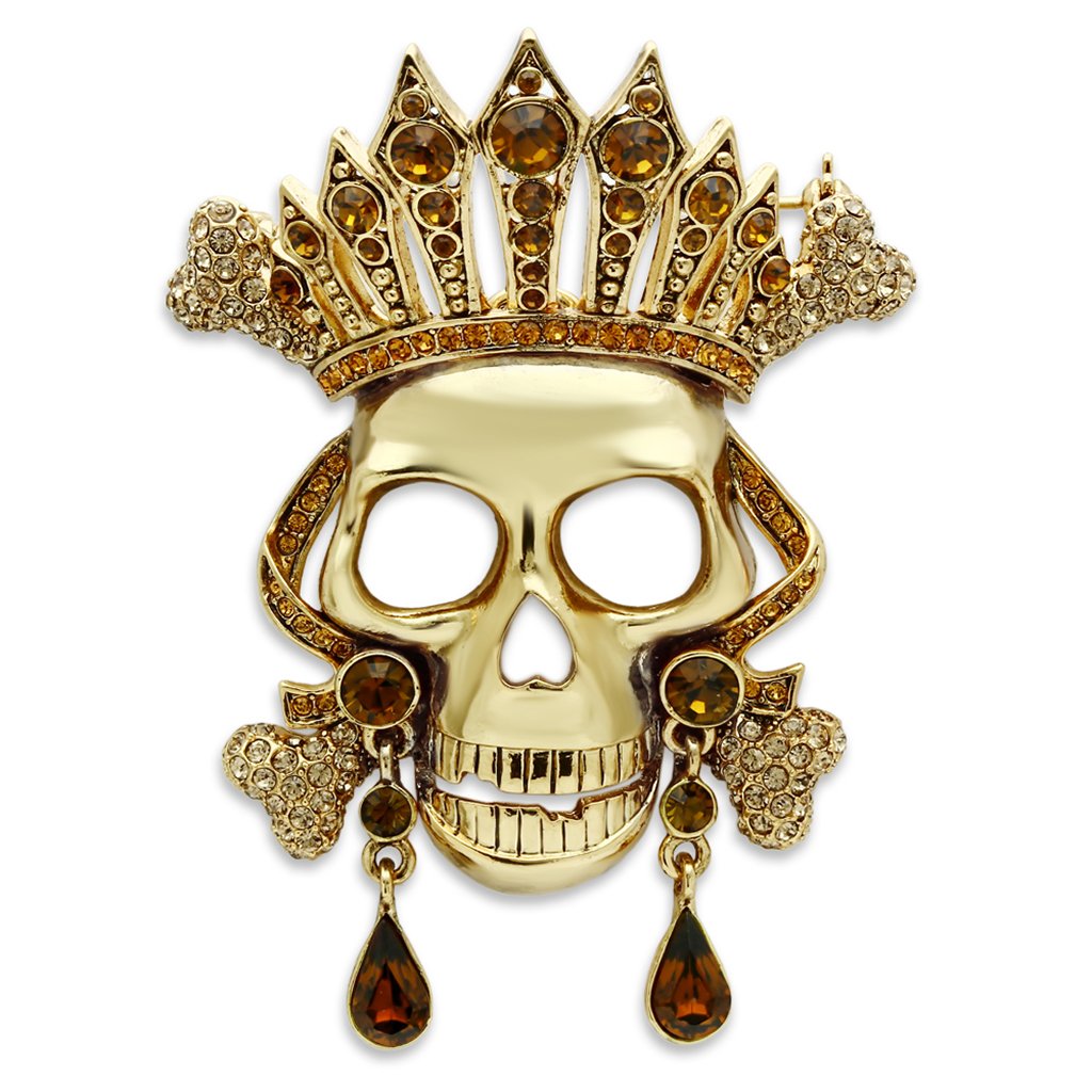 JCE2407 Gold White Metal Brooches with Top Grade Crystal  in Multi Color