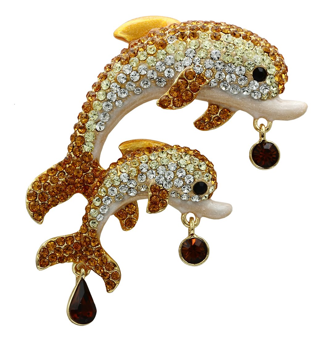 JCE2413 Gold White Metal Brooches with Top Grade Crystal  in Multi Color