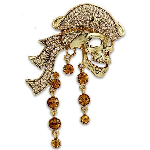 JCE2415 Gold White Metal Brooches with Top Grade Crystal  in Multi Color