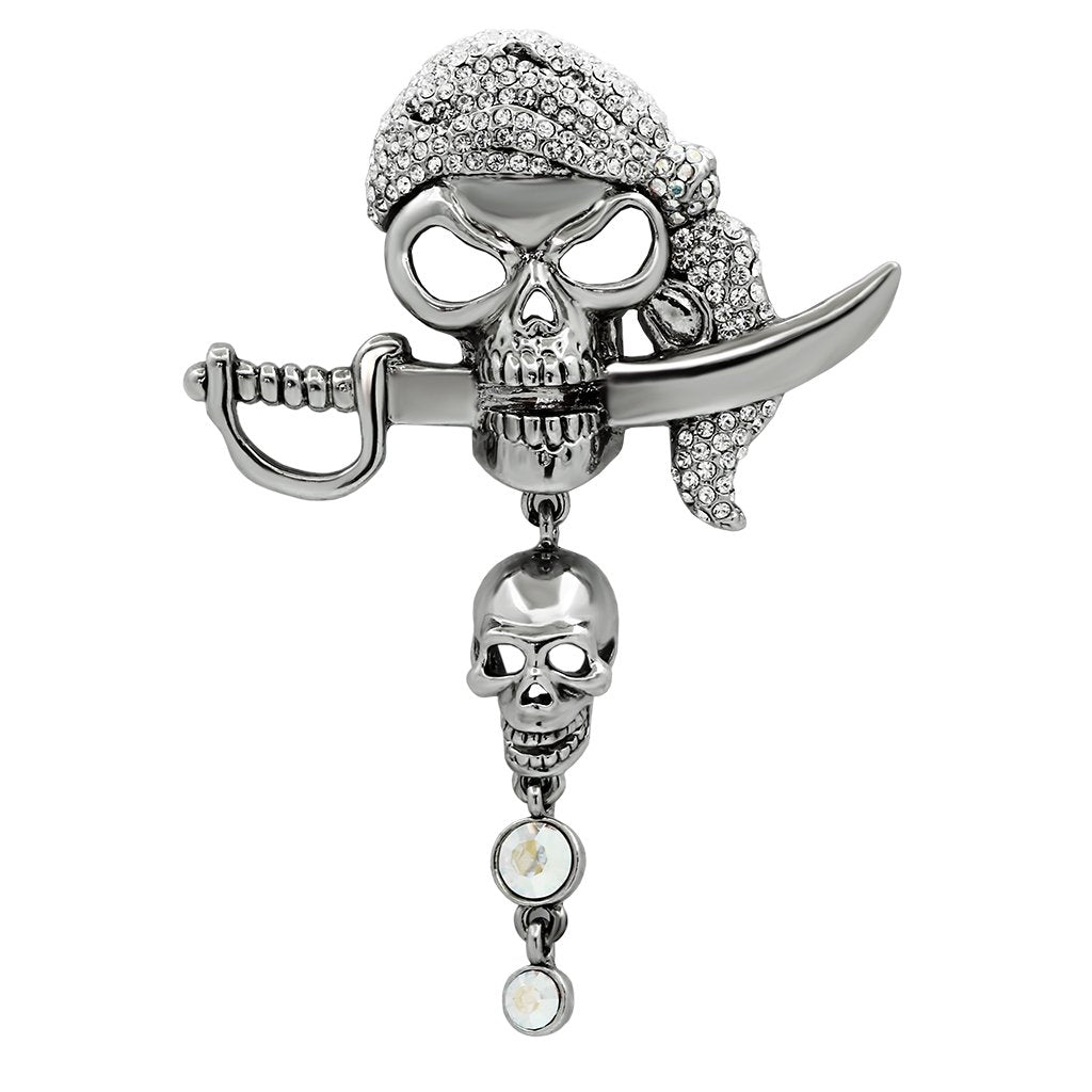 JCE2417 Imitation Rhodium White Metal Brooches with Top Grade Crystal  in Aurora Borealis (Rainbow Effect)