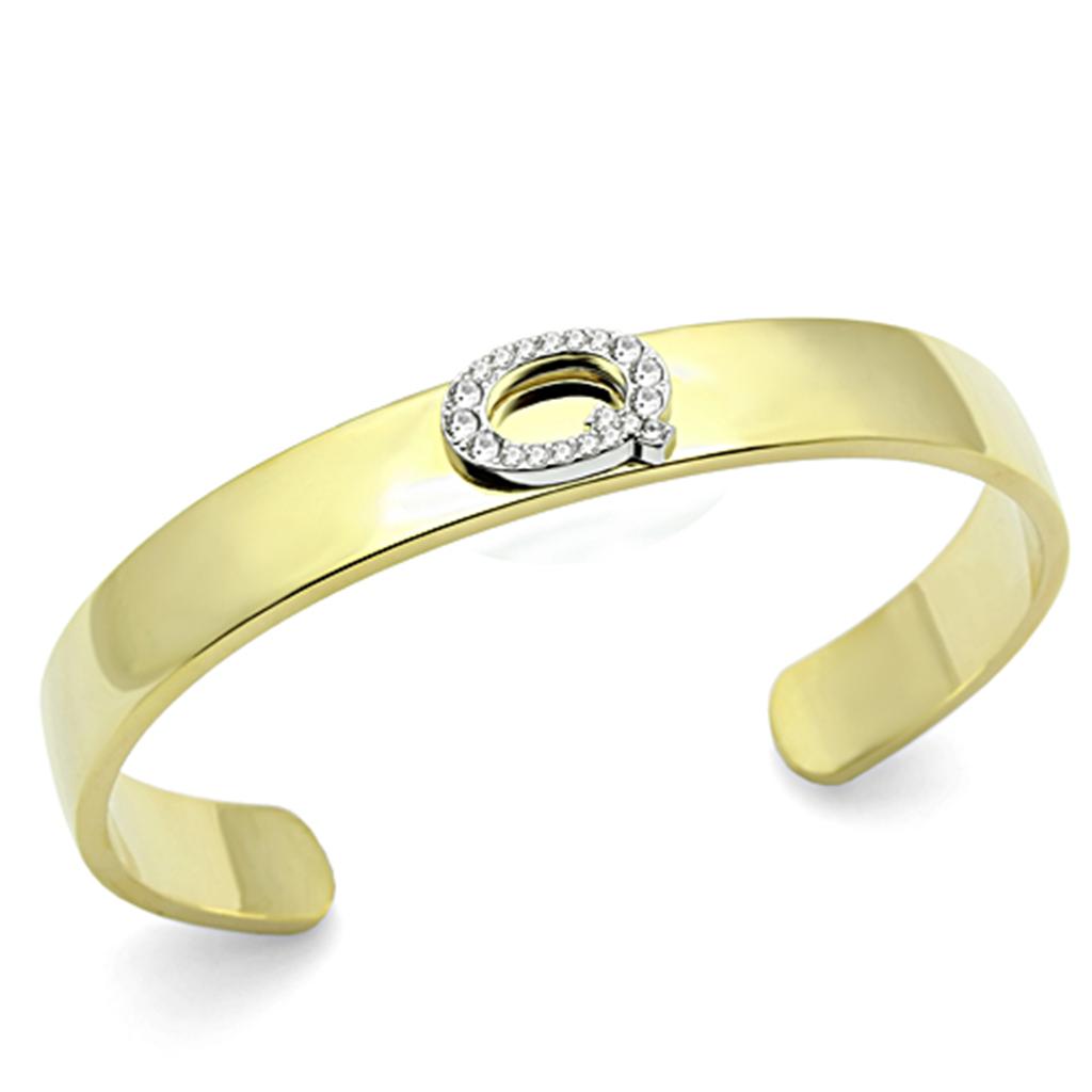 JCE2586 Gold+Rhodium White Metal Bangle with Top Grade Crystal  in Clear
