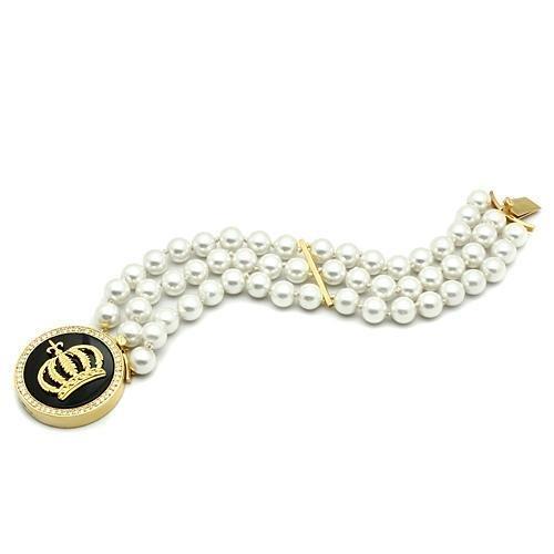 JCE2643 Gold Brass Bracelet with Semi-Precious Onyx in Jet