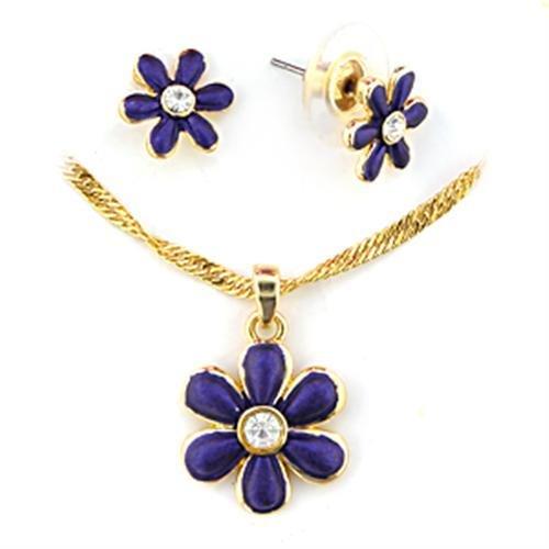 JCE266 Gold White Metal Jewelry Sets with Top Grade Crystal  in Clear-Default Title
