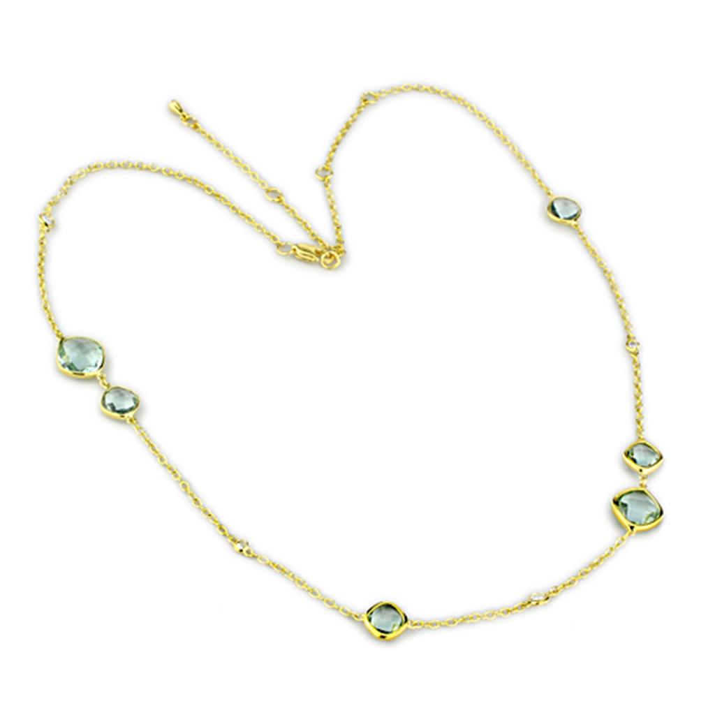 JCE2703 Gold Brass Necklace with Synthetic Synthetic Glass in Emerald