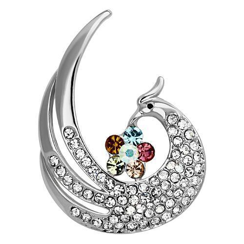 JCE2773 Imitation Rhodium White Metal Brooches with Top Grade Crystal  in Multi Color