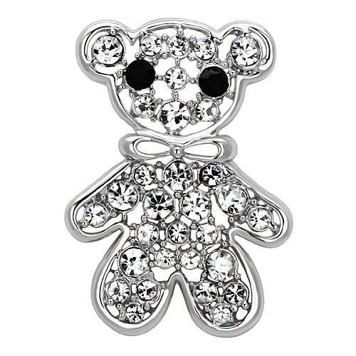 JCE2791 Imitation Rhodium White Metal Brooches with Top Grade Crystal  in Clear