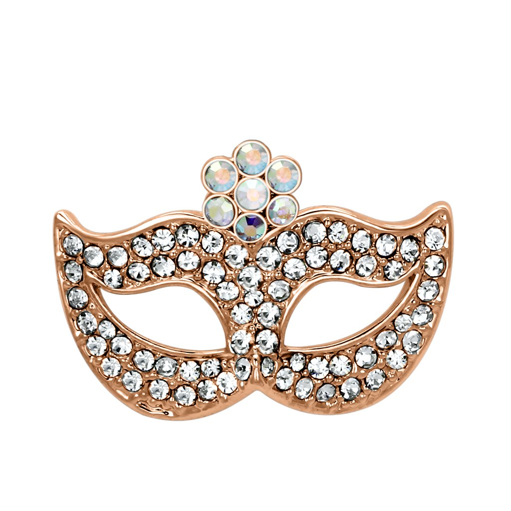 JCE2807 Imitation Rhodium White Metal Brooches with Top Grade Crystal  in Aurora Borealis (Rainbow Effect)