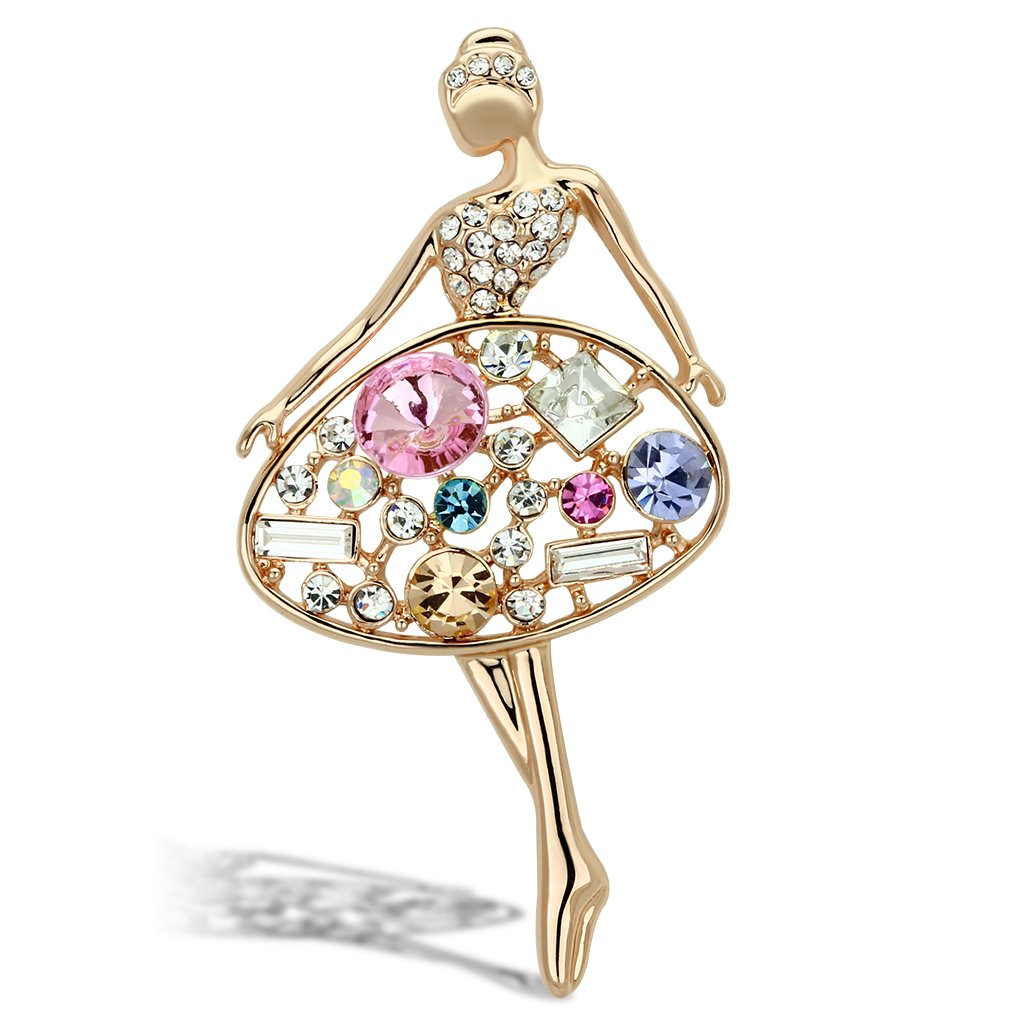 JCE2817 Flash Gold White Metal Brooches with Top Grade Crystal  in Multi Color