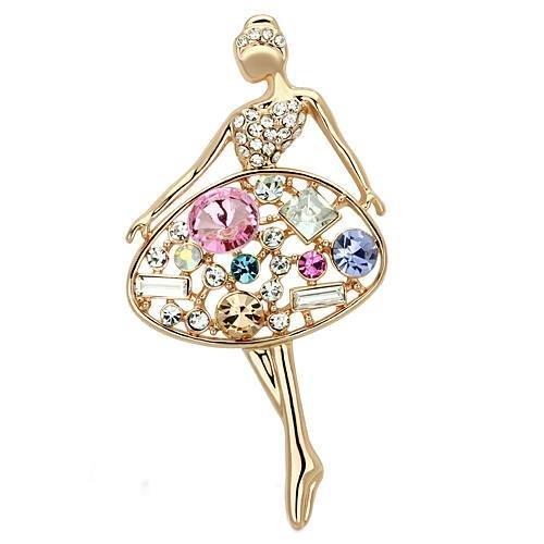 JCE2818 Flash Rose Gold White Metal Brooches with Top Grade Crystal  in Multi Color
