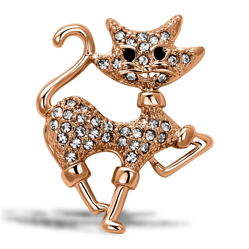 JCE2819 Imitation Rhodium White Metal Brooches with Top Grade Crystal  in Clear