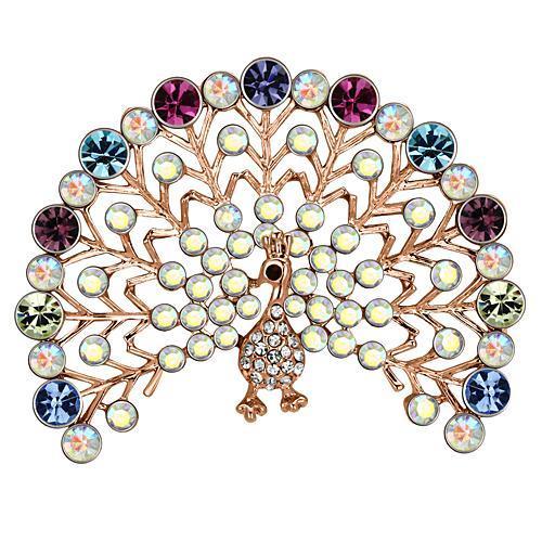 JCE2849 Flash Rose Gold White Metal Brooches with Top Grade Crystal  in Multi Color