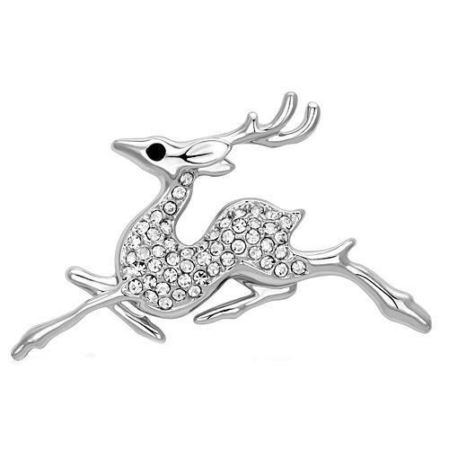JCE2858 Imitation Rhodium White Metal Brooches with Top Grade Crystal  in Clear