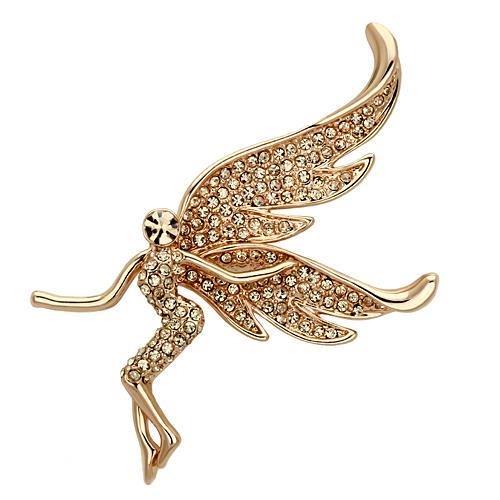 JCE2863 Flash Rose Gold White Metal Brooches with Top Grade Crystal  in Champagne