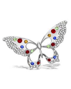 JCE2906 Imitation Rhodium White Metal Brooches with Top Grade Crystal  in Multi Color