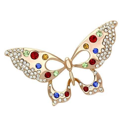 JCE2907 Flash Rose Gold White Metal Brooches with Top Grade Crystal  in Multi Color