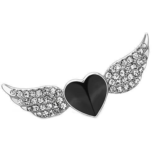 JCE2908 Imitation Rhodium White Metal Brooches with Top Grade Crystal  in Clear