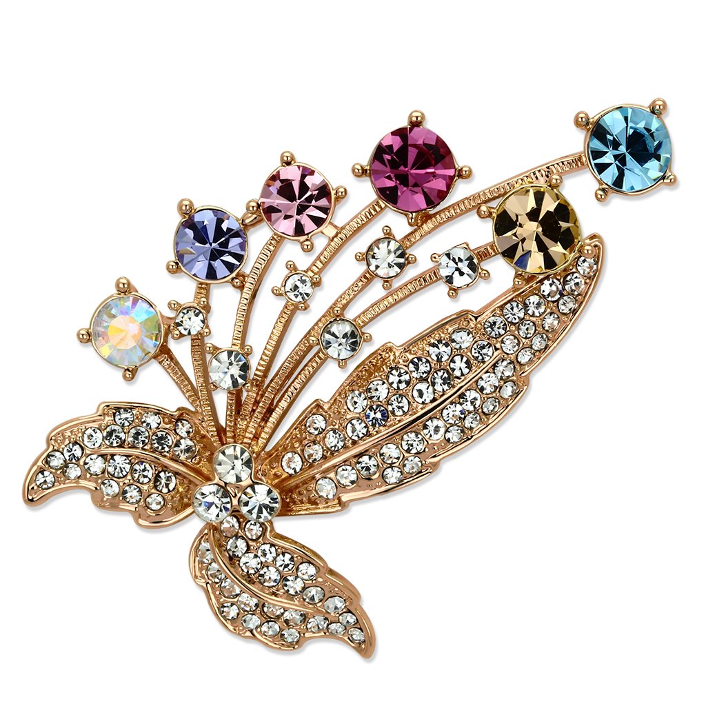 JCE2922 Flash Rose Gold White Metal Brooches with Top Grade Crystal  in Multi Color
