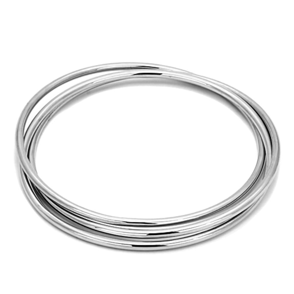 JCE3071 Rhodium Brass Bangle with No Stone