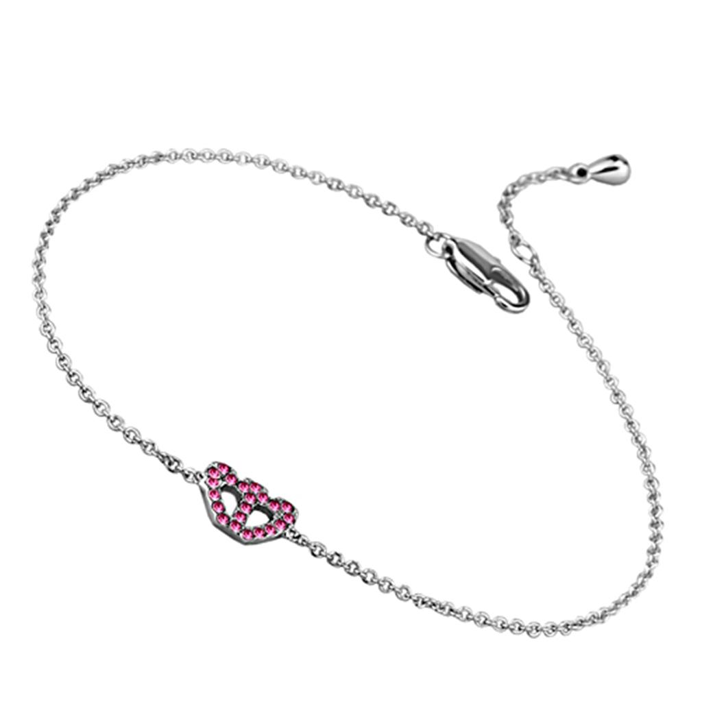 JCE3229 Rhodium Brass Bracelet with Top Grade Crystal  in Rose