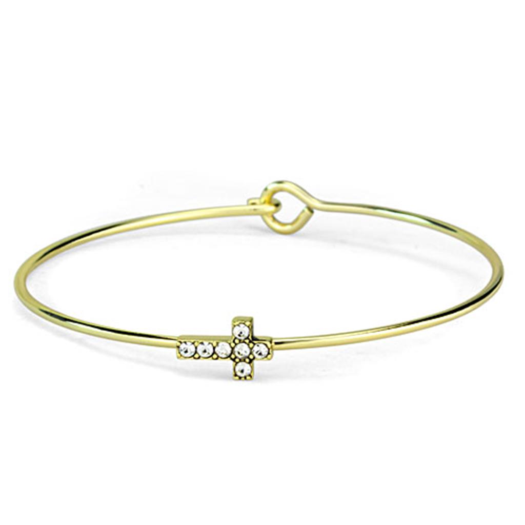 JCE3264 Gold Brass Bangle with Top Grade Crystal  in Clear