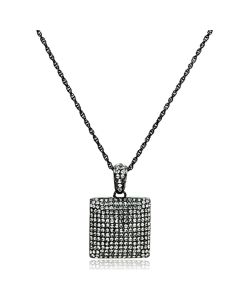JCE3471 TIN Cobalt Black Brass Chain Pendant with Top Grade Crystal  in Black Diamond