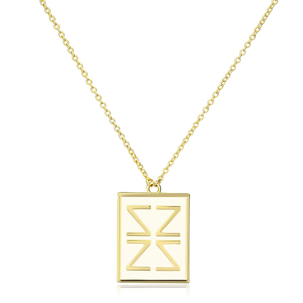 JCE3684 Gold Brass Chain Pendant with Epoxy  in White