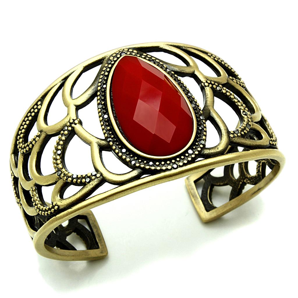 JCE3830 Antique Copper Brass Bangle with Synthetic Synthetic Stone in Siam