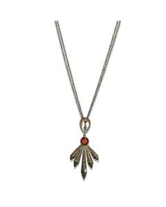 JCE4216 Antique Copper Brass Necklace with Synthetic Synthetic Glass in Champagne