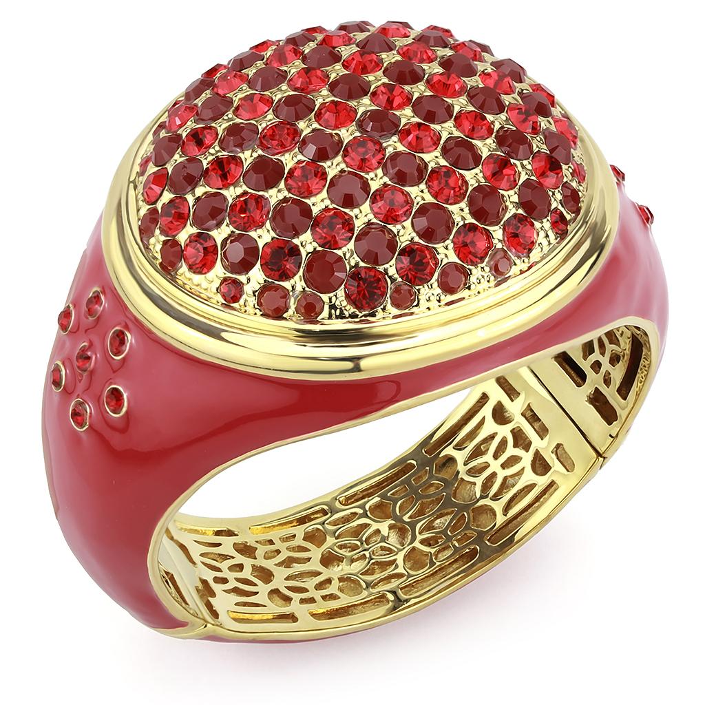 JCE4351 Gold Brass Bangle with Top Grade Crystal  in Multi Color