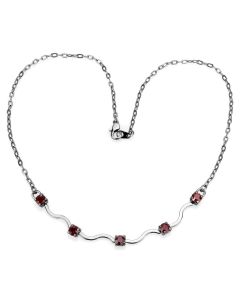 JCE4730 Ruthenium White Metal Necklace with AAA Grade CZ  in Siam