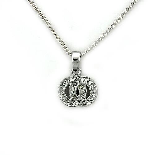 JCEA1163 Rhodium Brass Chain Pendant with Top Grade Crystal  in Clear